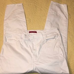 EUC Jennifer Lopez white jeans high rise skinny crop 14 frayed edge